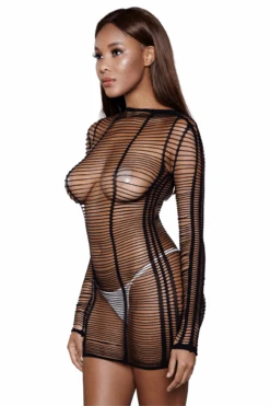 Be Wicked Burn Desire Black Bodystocking Mini Dress -3 Wish Sexy Shop 1998 side w 61834