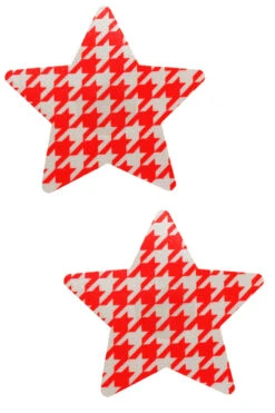 Red And White Houndstooth Star Nipple Pasties