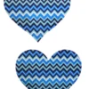 Blue Zig Zag Heart Nipple Pasties