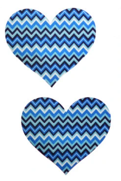 Blue Zig Zag Heart Nipple Pasties