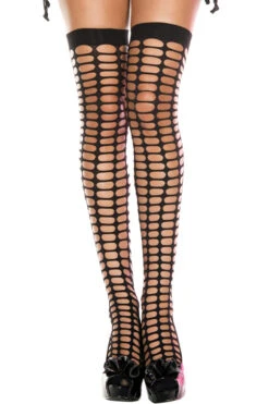 MUSIC LEGS Oval Net Spandex Thigh Highs