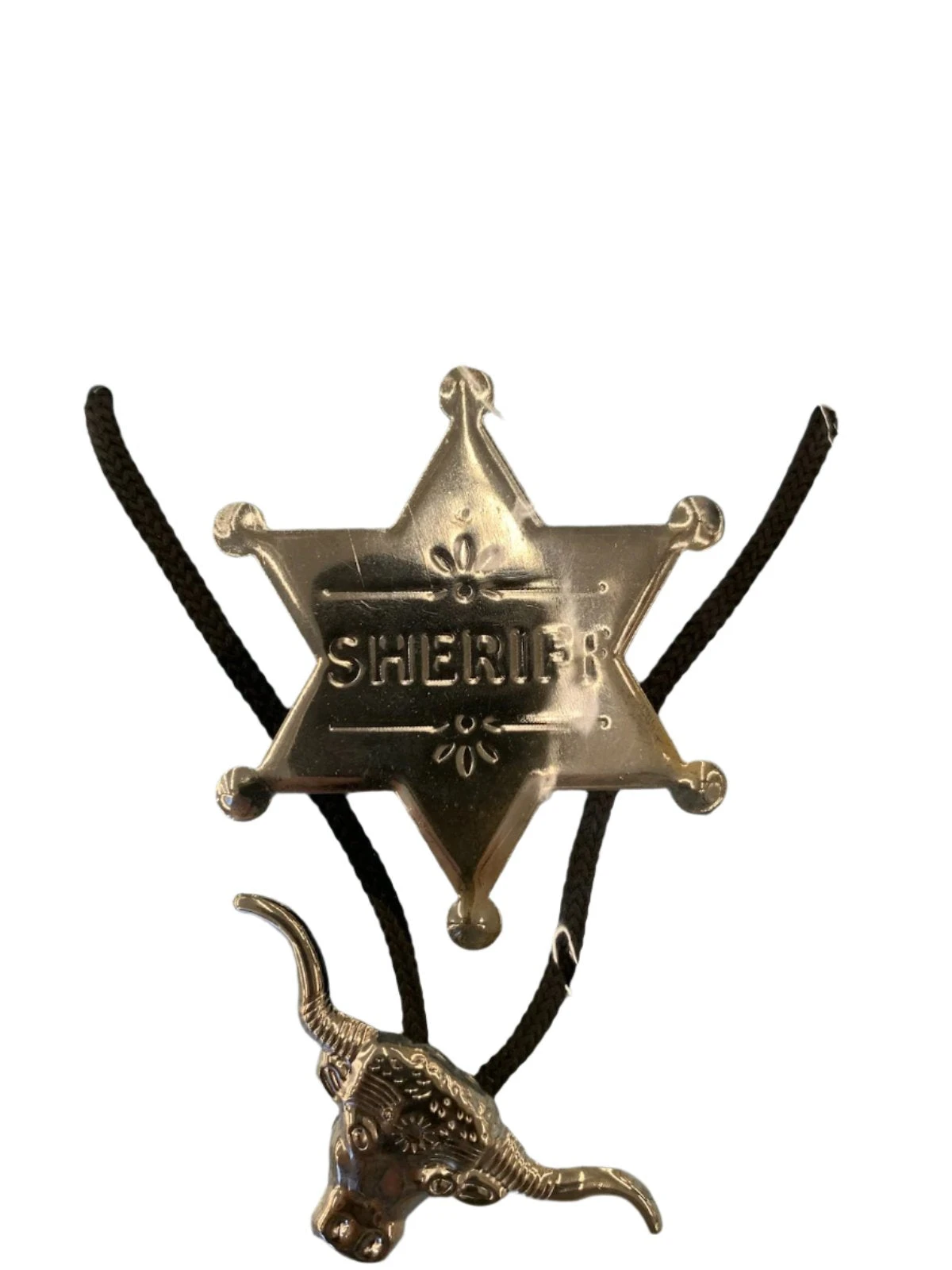 Cowboy String Tie And Badge Set 1 Cowboy String Tie And Badge Set