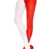 MUSIC LEGS Red And White Opaque Jester Tights