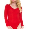 MUSIC LEGS Red Long Sleeve Opaque Teddy