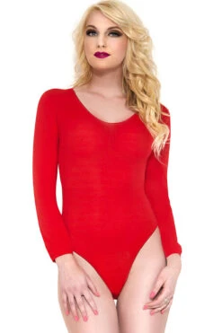 MUSIC LEGS Red Long Sleeve Opaque Teddy