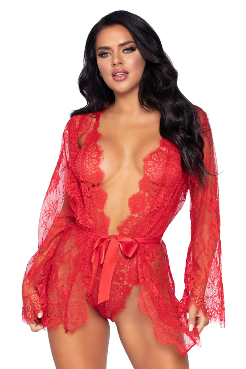LEG AVENUE Lace Teddy And Robe Set 19 LEG AVENUE Lace Teddy And Robe Set - Image 19