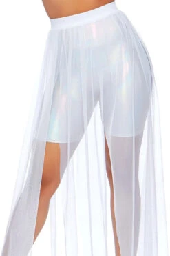 LEG AVENUE White Slit Mesh Skirt -3 Wish Sexy Shop 86773 W CU 45275