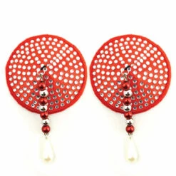 Bijoux De Nip Round Red Crystal Pasties W- Facet Beads