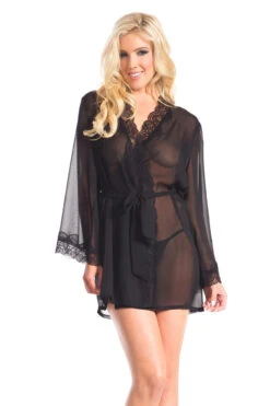 Be Wicked Black Mesh Sheer Robe & Lace