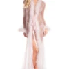 Be Wicked Light Pink Marabou Feather Lingerie Robe