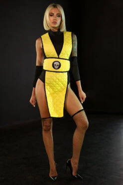 Yellow Scorpion Ninja Kombat Costume 5 Yellow Scorpion Ninja Kombat Costume -3 Wish Sexy Shop CC 1002 front 2