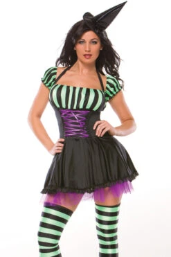 Coquette Striped Witch Costume