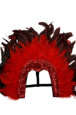 Large Red & Black Feather Headpiece