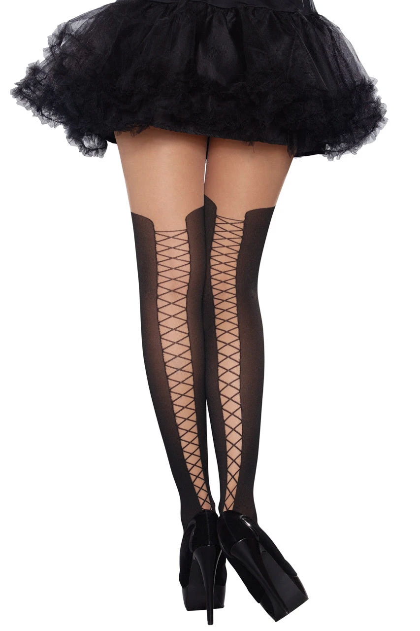 Dreamgirl Faux Laceup Boot Pantyhose 2 Dreamgirl Faux Laceup Boot Pantyhose - Image 2