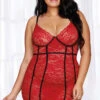 Dreamgirl Plus Size Red Lace Underwire Chemise
