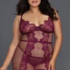Dreamgirl Plus Size Purple Fishnet And Lace Chemise