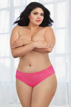 Dreamgirl Plus Size Lace Ruffle Back Panty -3 Wish Sexy Shop D1300X Hot Pink Back 44376