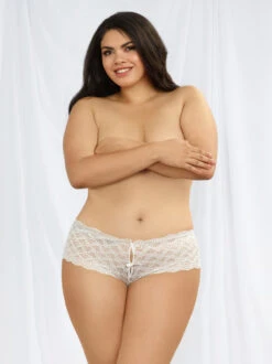 Dreamgirl Plus Size Heart Panties -3 Wish Sexy Shop D1442X White Front 50311