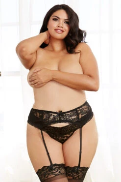 Dreamgirl Plus Size Stretch Lace Garter Belt