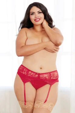 Dreamgirl Plus Size Stretch Lace Garter Belt 12 Dreamgirl Plus Size Stretch Lace Garter Belt -3 Wish Sexy Shop D8735X Red Front 72015