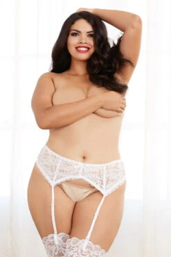 Dreamgirl Plus Size Stretch Lace Garter Belt 14 Dreamgirl Plus Size Stretch Lace Garter Belt -3 Wish Sexy Shop D8735X White Front 83613