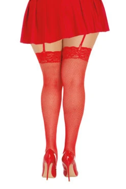 Dreamgirl Plus Size Lace Top Net Stockings 7 Dreamgirl Plus Size Lace Top Net Stockings -3 Wish Sexy Shop DG0006X Red Back