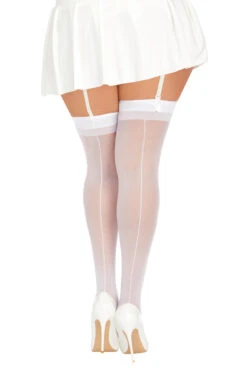 Dreamgirl Plus Size Sheer Stockings 7 Dreamgirl Plus Size Sheer Stockings -3 Wish Sexy Shop DG0007X White Back
