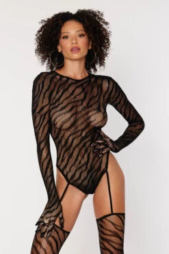 Dreamgirl Zebra Bodystocking With Gloves