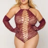 Dreamgirl Burgundy Seamless Lace Up Teddy