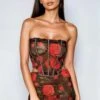 Dreamgirl Rose Mesh Bustier And Skirt Set