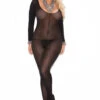 Plus Size Long Sleeve Opaque Bodystocking