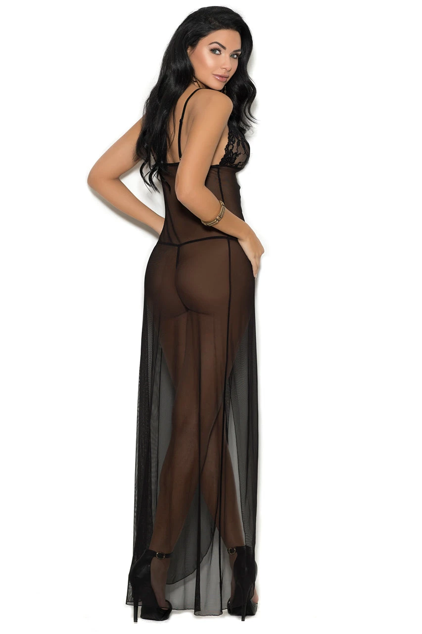 Long Mesh And Lace Lingerie Gown 2 Long Mesh And Lace Lingerie Gown - Image 2