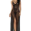 Long Mesh And Lace Lingerie Gown