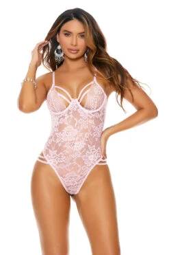 Baby Pink Lace Strappy Teddy