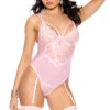 Baby Pink Mesh Garter Teddy