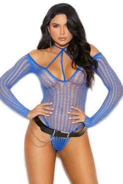 Blue Crochet Long Sleeve Teddy