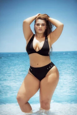 Plus Size Black Grommet Bikini
