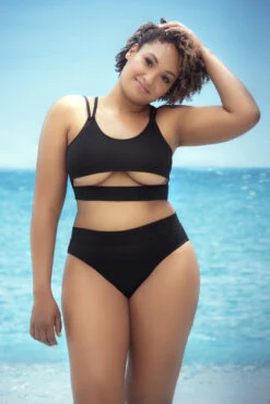 Plus Size Underboob Tank Bikini -3 Wish Sexy Shop EP6604X Black Front2 75500