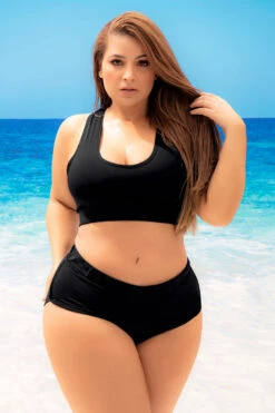 Plus Size Sporty Two Piece -3 Wish Sexy Shop EP6616X Black Front 84564 6c75c553 4af7 44e0 bca1 e8f29998c8b4