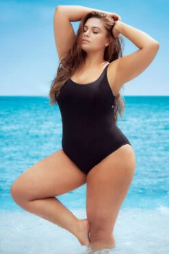 Plus Size Basic Black One Piece
