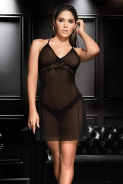 Mesh And Geo Lace Split Babydoll
