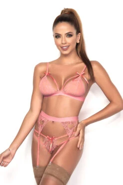 Lace Cage Bra And Garter Set 24 Lace Cage Bra And Garter Set -3 Wish Sexy Shop EP8221 LightPink Front 11796
