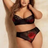 Plus Size Roses Underwire Bra Set