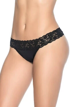 Microfiber And Lace Thong