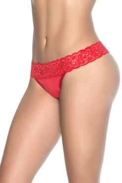 Microfiber And Lace Thong 28 Microfiber And Lace Thong -3 Wish Sexy Shop EP96 Thong Red Front 83617