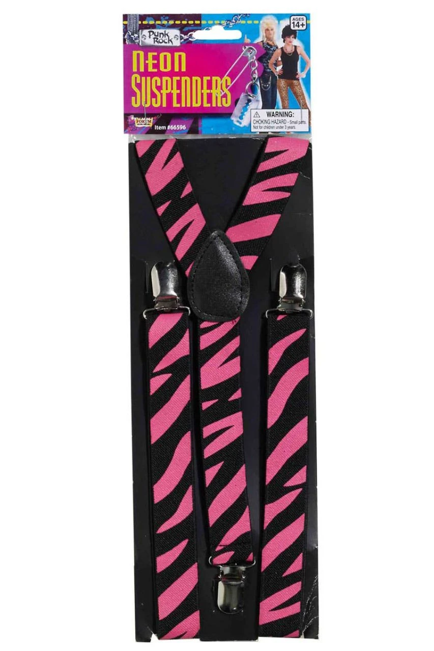 Forum Novelties Neon Pink Costume Suspenders 1 Forum Novelties Neon Pink Costume Suspenders