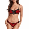Coquette Black And Red Bow Bra Set