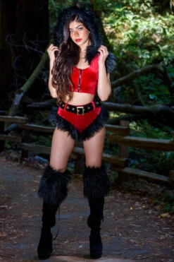 Faux Fur And Velvet Shorts