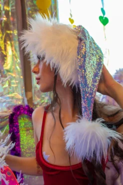 Sequin And Fur Santa Hat -3 Wish Sexy Shop JVCH333 LAV 19722