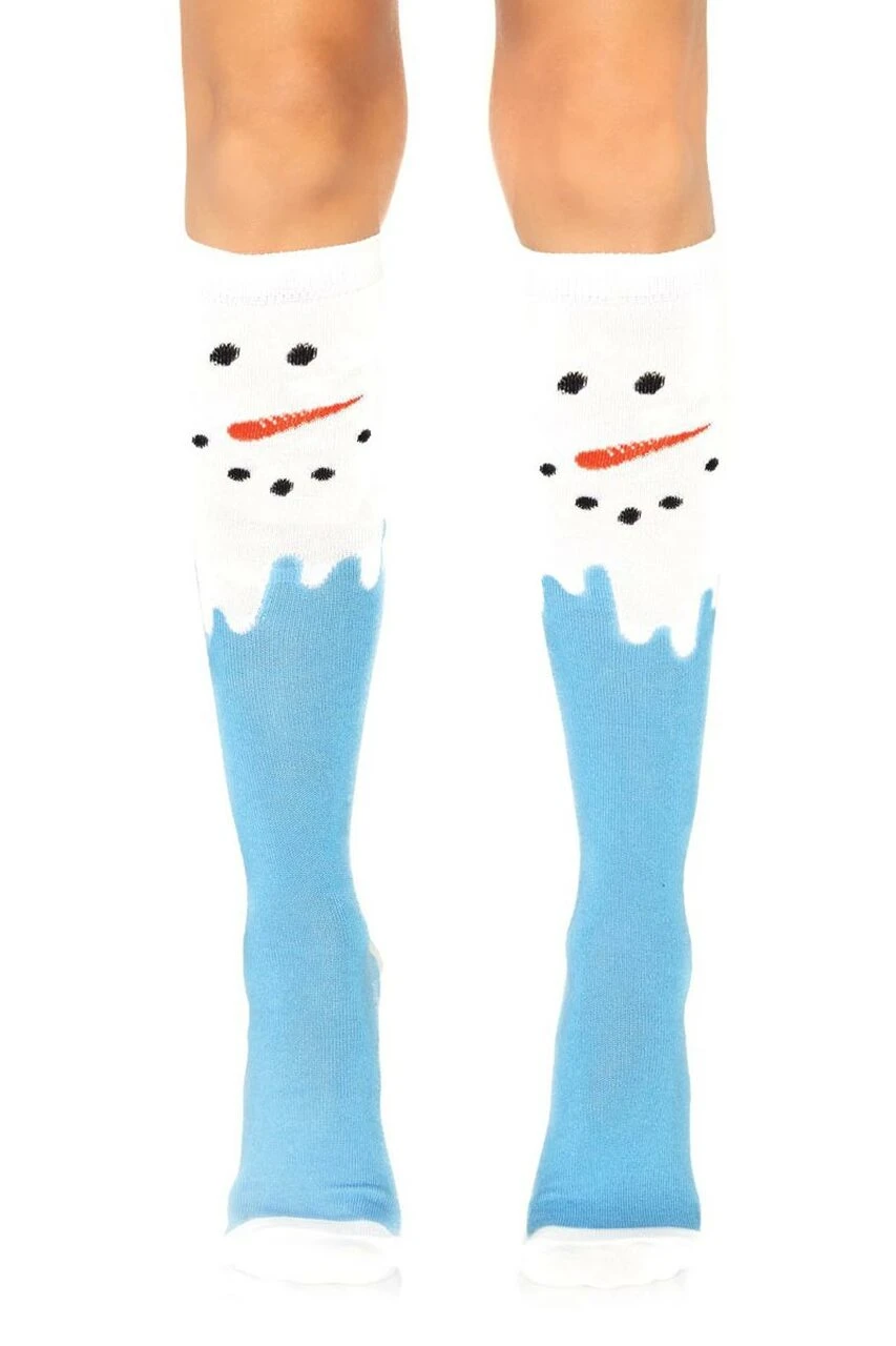 LEG AVENUE Snowman Print Knee Highs 2 LEG AVENUE Snowman Print Knee Highs - Image 2
